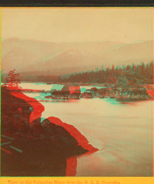 View on the Columbia River from the O.R.R. Cascades. 1867 1867-1875?