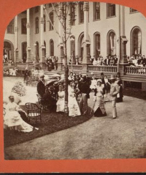 Rear Piazza, from Lawn, U.S. Hotel, Saratoga. [1869?-1880?]