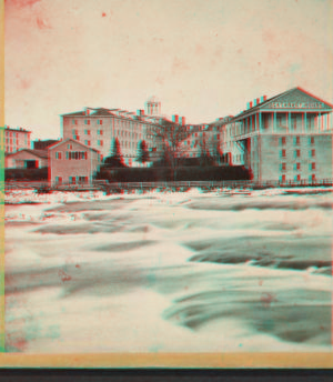 Cataract House from Goat Island Bridge. [1859?-1865?]