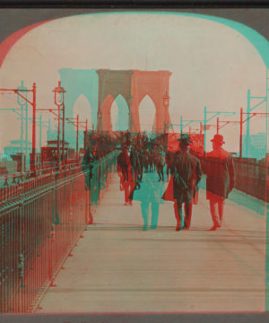 On Brooklyn Bridge, New York. [1867?-1910?]