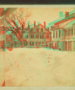 [View of residential houses after a snow storm.] 1860?-1890?