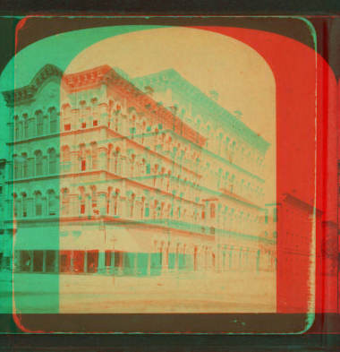 Stereoscopic view of the Wilson sewing machine co.'s store rooms, office & ware rooms at Cleveland, O. 1865?-1899