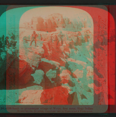 South to the picturesque village of Wolpi [Walpi], first mesa, Hopi Indian Reservation, Arizona. 1870?-1910?