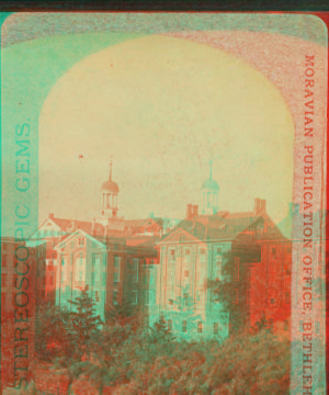 Moravian Seminary, rear view from Monocacy Block. [Bethlehem, Pa.] 1865?-1875?