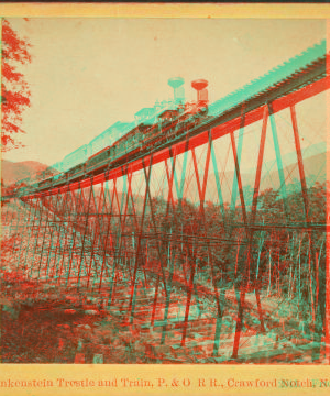 Frankenstein Trestle and Train, P. & O.R.R., Crawford Notch, N.H. [ca. 1872] 1858?-1895?