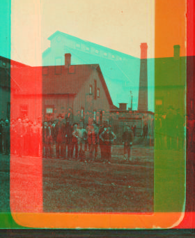 [Workers posing in front of a factory, Girard, Pennsylvania.] 1870?-1880?