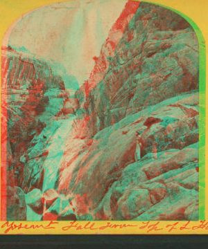 Yosemite Falls from top of Lower Falls. 1870?-1874?