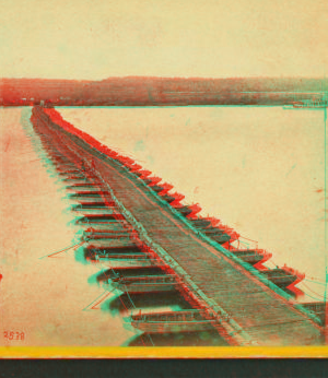 View of James River pontoon bridge, from south side, above Jones' Landing. 1861-1865