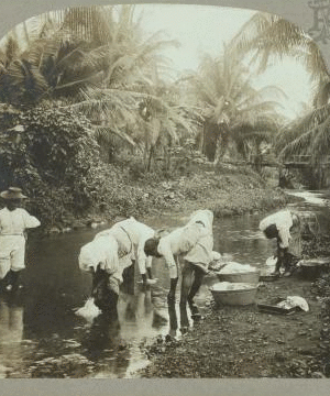 Native women washing, Jamaica. 1899