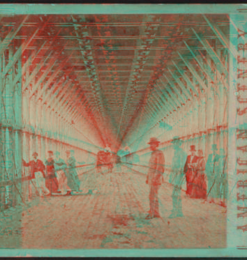 Perspective view of the carriage way in the Suspension Bridge. 1859-[1875?]