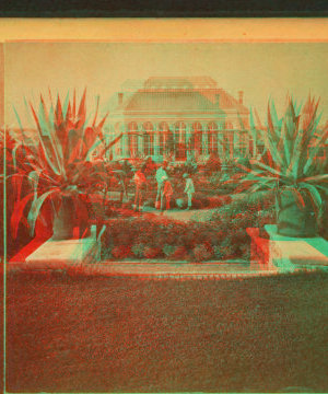 [View of main Conservatory with employees working.] 1870?-1900? 1866-1874