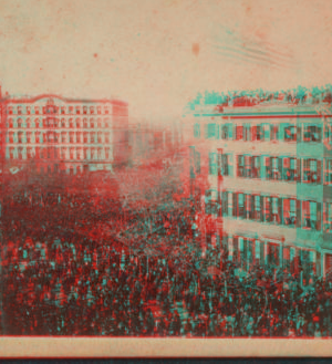 [View of crowd in New York City street.] [ca. 1870] 1859-1899