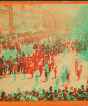 Sherman's Grand Army. Looking up Pennsylvania Ave. from the Treasury buildings, Maj. Gen Logan and staff and Army of Tennessee passing in review. 1861-1865