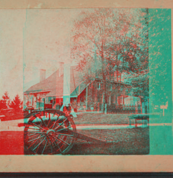 [Washington's Headquarters, Newburgh, N.Y. Side view with cannon.] [1860?-1890?]