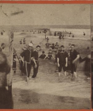 [Beach scene and bathers.] [ca. 1875] 1870?-1889?