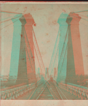 Suspension Bridge, Niagara [railroad tracks]. [1859?-1885?]