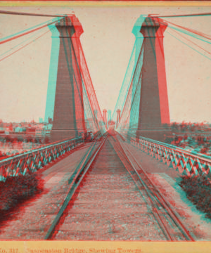 Suspension Bridge, Shewing Towers. [1863?-1880?]