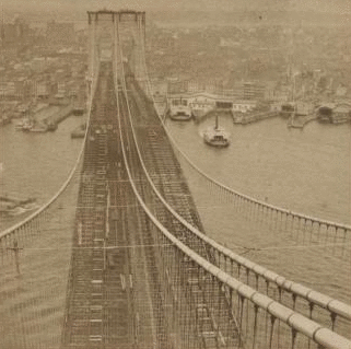 New York, from the pier of the suspension bridge. [1867?-1910?]