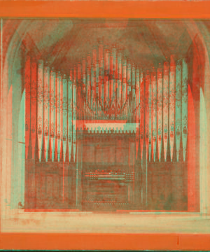 Interior of Universalist Church. [Church organ}. 1872?-1885?