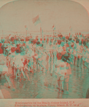 Kindergarten on the beach, Coney Island, U.S.A. c1891 [1865?]-1919