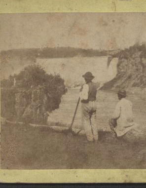 [Two men viewing the falls.] [1860?-1885?]