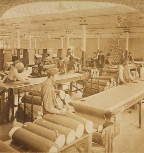 Inspecting tables, White Oak Cotton Mills. Greensboro, N.C. 1909