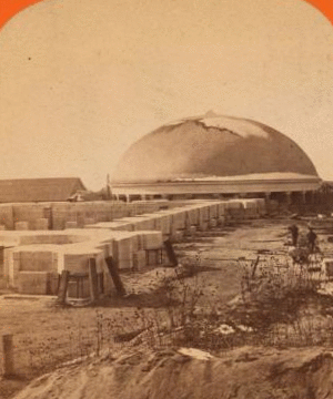 Mormon tabernacle [under construction], Salt Lake City. 1865?-1910?