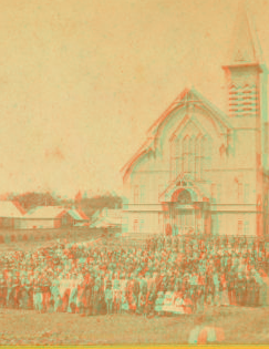 [View of an unidentified church and congregation.] 1859?-1885?