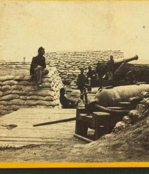 Sand bag fortifications at Yorktown, Va. 1861-1865