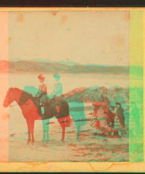 [Girl on horseback in the beach.] 1860?-1869?