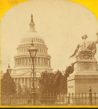 United States Capitol, with Statue of Washington in the foreground. [ca. 1875] 1859?-1905?