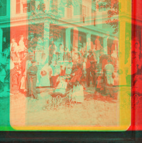 [Group of tourists in front of the Hotel.] 1865?-1885?