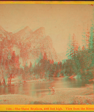 The Three Brothers, 4000 feet high. View from the Marced River. 1860?-1874?