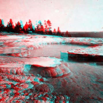 Yellowstone National Park, Wyoming. Crater of Fountain Geyser in Lower Geyser Basin. 1872