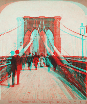 On the Promenade, Brooklyn Bridge, N.Y., U.S.A. [1867?-1910?]