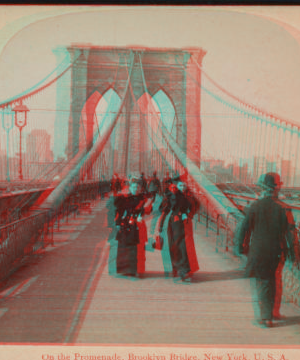 On the Promenade, Brooklyn Bridge, New York, U.S.A. c1895 [1867?-1910?]