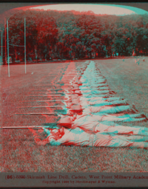 Skirmish line drill, cadets, West Point Military Academy. [1858?-1901?] 1900