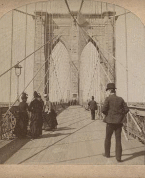 Entrance to Promenade, Brooklyn Bridge. [1867?-1910?]