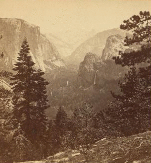 The Yosemite Valley, from the Mariposa Trail, Yosemite Valley, Mariposa County, Cal. 1861-1873 1861-1878?