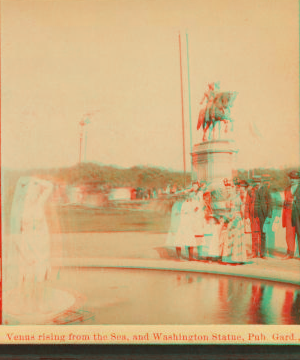 Venus rising from the sea and Washington statue, Pub. Gard., Boston. 1865?-1890?