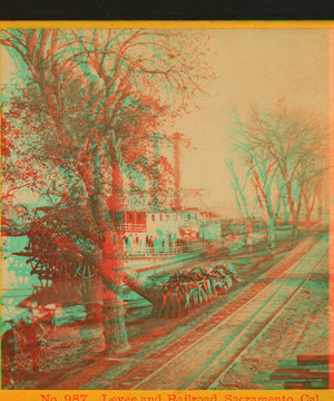 Levee and railroad, Sacramento, Cal. ca. 1870 1860-1900