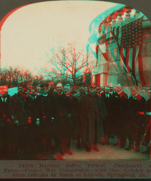 Marshal Joffre, [Ex-Premier] Viviani, [Admiral] Chocheprat and [Lieut. Col.] Jean Fabry - French War Commission - with Gov. Lowden and State officials at tomb of Lincoln, Springfield, Illinois. [May 7, 1917] 1870?-1917 1917