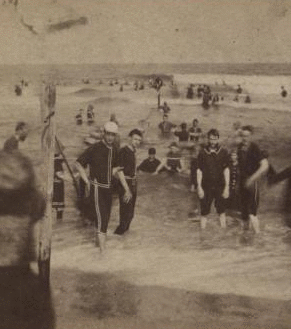 [Beach scene and bathers.] [ca. 1875] 1870?-1889?