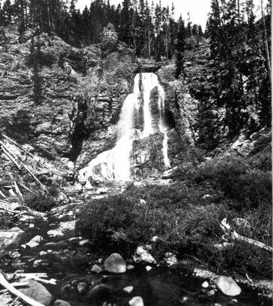 Yellowstone National Park, Wyoming. Crystal Falls on Cascade Creek. 1871. U.S. Geological and Geographical Survey of the Territories (Hayden Survey).