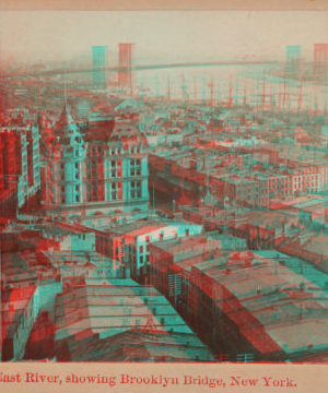 East River, showing Brooklyn Bridge, New York. [1867?-1910?]