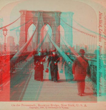 On the Promenade, Brooklyn Bridge, New York, U.S.A. c1895 [1867?-1910?]