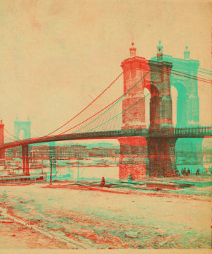 [View of the Cincinnati and Covington suspension bridge.] 1865?-1895?