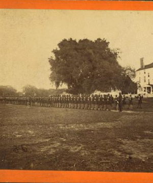 Two views. Dress parade of the First South Carolina Regiment (Colored), near Beaufort, S.C. 1880?-1891? 1861-1865 one view copyright 1904