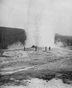 Yellowstone National Park, Wyoming. Old Faithful Geyser in Upper Geyser Basin. U.S. Geological and Geographical Survey of the Territories (Hayden Survey).