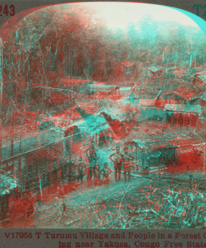 Turumu Village and People in a Forest Clearing near Yakusa, Congo Free State. [ca. 1900]